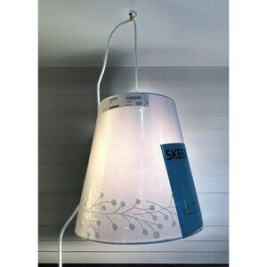 Ikea Skeby Lamp Shade 13" Cream Fabric Embroidered Floral Design Fabric Cord